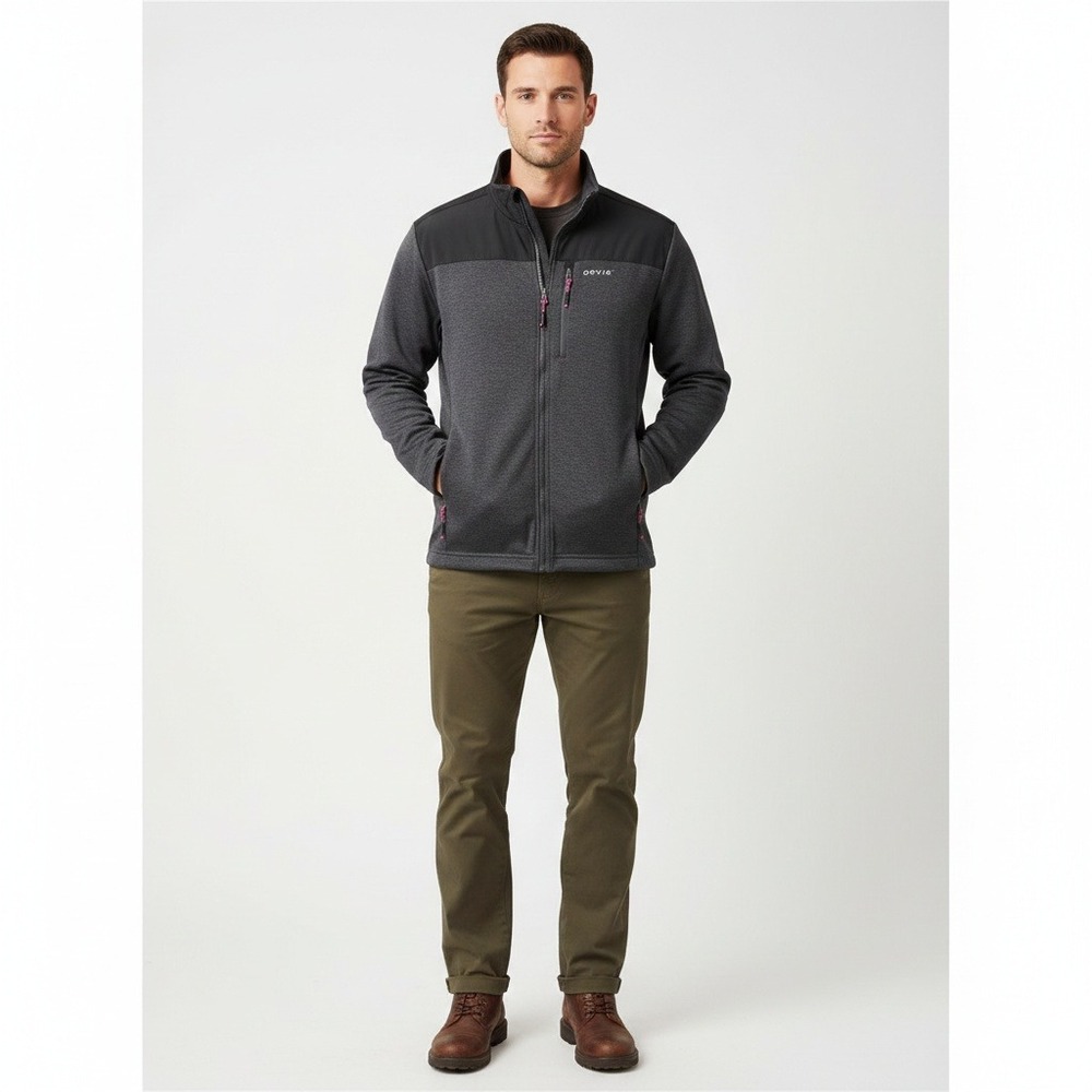 ORVIS Jacket Mens M Gray Black Fleece Lined Two Tone Winter Warm Outdoor Classic